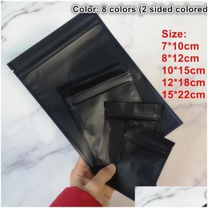 Bolsas de embalagem Bolsa de z￭per de alum￭nio de alum￭nio Mylar preto para armazenamento de alimentos e prote￧￣o de alimentos a longo prazo 8 cores dois lados C DHKXM