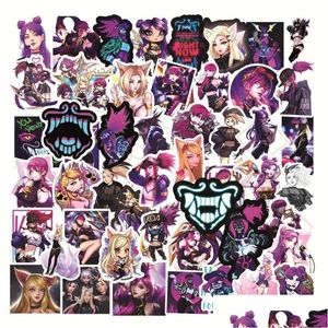 Car Stickers 50Pcs/Lot League Of Legends Game Womens Team Kda Akali Ahr Evelynn Kaisa Cartoon For Guitar Skateboard Surfboard Drop D Dhdof