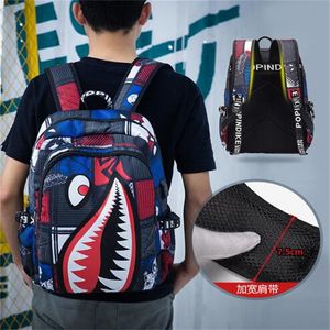 Shark oil Student School Bag Fashion Men Womens Backpacks Outdoor Mountaineering Backpack Lightweight multi-Travel Bags