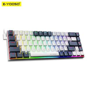 Tastaturen E-YOOSO Z686 RGB USB Mini schlanke mechanische Gaming-Tastatur mit Kabel, roter Schalter, 68 Tasten, russisches brasilianisches Portugiesisch für Compute T230215