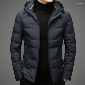 Men's Down Jacket In The Winter Of 2023 Youth White Duck Handsome Brief Paragraph Coat Hooded Male Soil