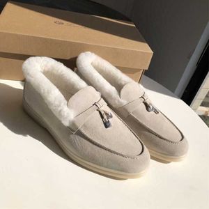 Desiner Loropiana Scarpe online Lp Lucky Shoes Donna Autunno e inverno Fondo piatto in pelle British Large Comode Slip-on Scarpe pigre Scarpe singole Penny Shoes