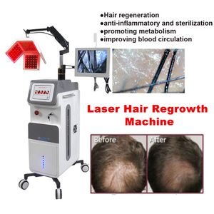 Máquina a laser para perda de cabelo Máquina de laser 650nm Equipamento a laser de pêlos de baixo nível para clínica com análise de pele Câmera anti -perda de cabelo Spa Instrumento
