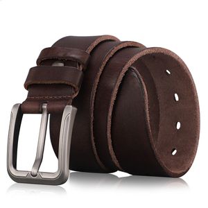 Belts Men Top Layer Leather Casual High Quality Belt Vintage Design Pin Buckle Genuine Leather Belts For Men Original Cowhide 230214
