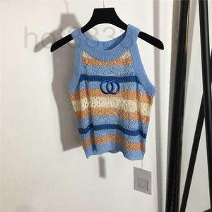 女性用Tシャツ女性サマーニットティーデザイナートップレター刺繍入りミラノ滑走路コットンコットントップTシャツハイエンドカラフルウェーブAM7A