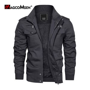 Herrenjacken MAGCOMSEN Herbst Winter Fleecejacke Männer Militär Windjacke Casual Armee Pilot Mantel Verdicken Warme Bomber Cargo Jacke Oberbekleidung 230215