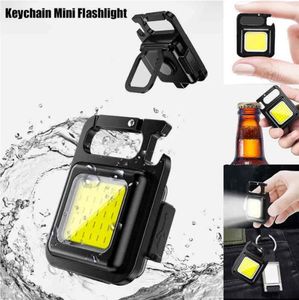 Party Favor USB Torches Rechargeable COB Work Light Mini Keychain Portable LED Flashlight Magnet Design Waterproof Outdoor Camping Light