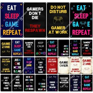 Retro Neon Metal Tin Sign Видеоигры Tin Signs Gaming Zone Decorative Iron Painting Plaque Tinplate для домашнего декора 20CMX30CM WOO