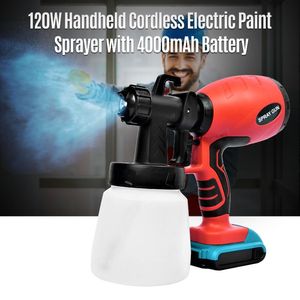 Professional Spray Guns 120W Electric Paint Sprayer Quick Cordless 3Spray Patterns Flow Rate Control 800ml Container 2.5mm Nozzle