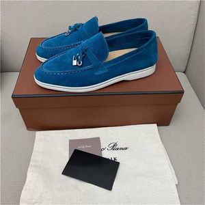 Loropiana desiner ayakkabı çevrimiçi lp ayakkabı kadın ayakkabıları mavi klasik Avrupa ürünleri lefu ayakkabı tek ayakkabı düz deri buckle5y5m