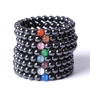 Beaded 8mm svart hematit mticolored opal pärlor armband armband armband för kvinnor män yoga smycken droppleverans dh94s
