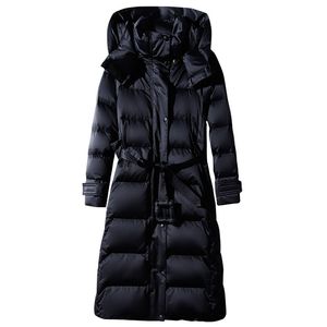 Women's Vests Long Laceup Hooded Down Jacket Zipper Puffer Black red dark blue plus size 4XL10XL Coat 230215