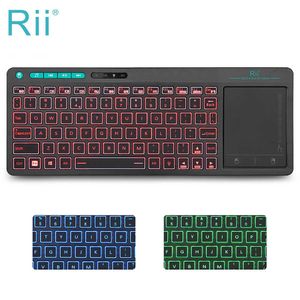 Keyboards Rii K18 Plus Wireless Multimedia English Russian French Hebrew Keyboard 3-LED Color Backlit with Multi-Touch for TV Box PC T230215