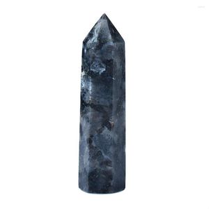 Decorative Figurines Beautiful Natural Crystal Black Labradorite Point Healing Stones Tower For Home Decoration