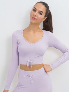 Yoga Outfit Long Shirt Women Gym Fitness Top Sexy Crop High Elastic Sport Clothing Seamless Solid T-shirt Tummy Control