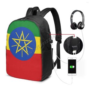 Backpack Ethiopia Flag Etiópia Mapa Country It's in My DNA Fãs de DNA School School Travel Laptop Back Pack Unisex