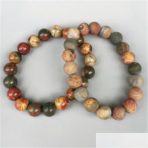 Bärad 10mm röd k jasper pärlor armband elastisk ädelsten pärla matt eller polerad sten droppleverans smycken armband dhm3u