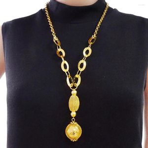 Hänge halsband mode för kvinnor charm klassisk lång neklace guld färg halsband kedja smycken tillbehör