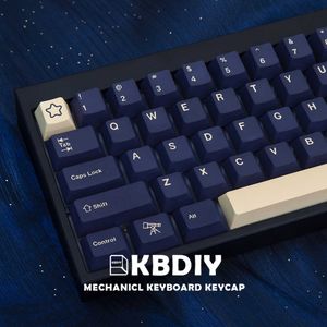 Клавиатуры Kbdiy 124 Keys Gmk Stargaze Clone Pbt Keycaps Cherry MX Профиль синий желтый клавиш для механической клавиатуры пользовательские крышки клавиш Установите T230215