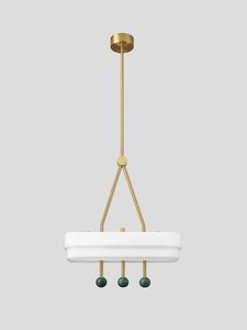 Pendant Lamps Nordic Golden Creative LED Lights Marble Dining Living Room Single Head Hanging Lamp Bedroom Designer Glass Fixtures