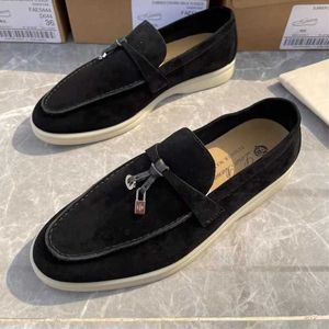 Loropiana Desiner Shoes Online LP Lefu Shoes Women's Summer Shoes Wearing Lazy Shoes British Style äkta läder Retro Pea Shoes Women's S8R0