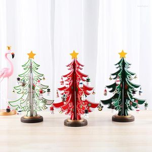 Christmas Decorations Mini Wooden Tree Decoration DIY Craft Xmas Home Ornament Accessories Year Festival Party Chlidren Kids Toys Gifts