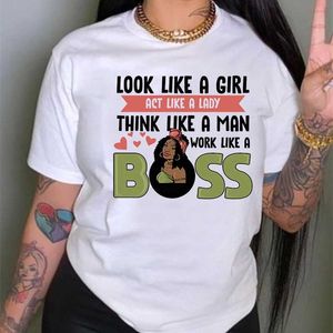 Women Topps Black Girl Print T-shirt Feminism Kort ärm Top Girl Print plus storlek 3XL 4XL