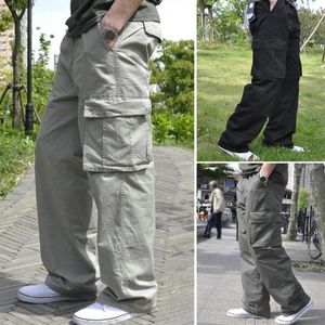 Pantaloni maschi casual uomini pantaloni multischessini vestiti autunno rilassato dritto