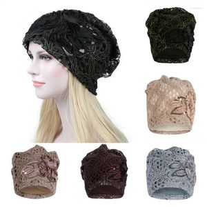 Beanies Beanie/Skull Caps Autumn and Winter Hat Beanie Lace Floral Bagggy Cancer Cap Turban Lady's暖かいイーブスレススカーフカペロ