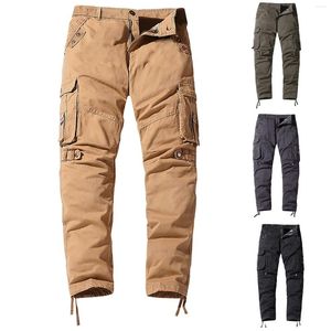 Men's Pants 2023 Fashion Men's Casual Cargo Outdoor Hiking Solid Colors Military Tactical Multi-Pockets Straight Trouser Plus Size#35