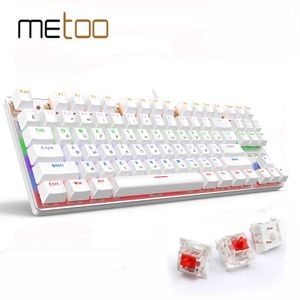 Klawiatury Metoo 87/104keys przewodowe game mechaniczne klawiatura Rosyjska/hiszpańska podświetlenie LED dla laptopa gracza T230215