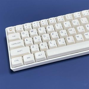 Tastaturen 124 Tasten Milchthema-Tastenkappen XDA-Profil PBT-Farbstoff unterlegte japanische minimalistische weiße Tastenkappen für MX Switch mechanische Tastatur T230215