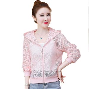 Outdoor T-Shirts New 2021Female Sun Protection Clothing Summer Thin Lace Mesh Cardigan Women's With Casual Tops Sun Protection Ladies Jackets J230214