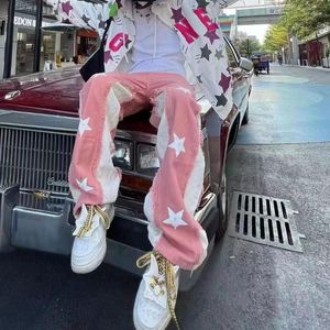 Herrbyxor amerikansk mode personlighetsstjärna övergripande mäns y2k street harajuku hip-hop sömmficka jogger raka jeans