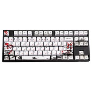 Keyboard tylko sprzedaż Keycap Nowator Dye Sub Plum Blossom OEM Profil Keycaps dla 61/64/68/108 Menowebelboard Caps Rosyjski japoński T230215