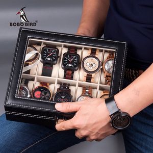 Titta på rutor Fall Bobo Bird Leatherette Wrist Watch Display Box Organizer Storage Box Watch Holder Jewely Display Case Saat Kutusu 230214