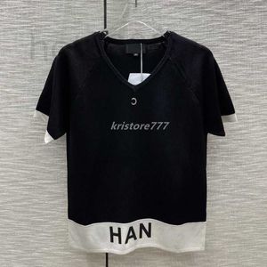 Women's T-Shirt Designer 2023 Viscose Tee Knits Tops With Letter Pattern Milan Runway Crop Top T-shirt Clothing High End Custom 3U3K