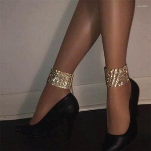 Anklets MANRAY Shiny Punk For Women Crystal Wide Ankle Chain Bracelet Barefoot Sandals Beach Foot Jewelry Sexy Pie Female