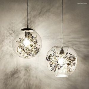 Pendant Lamps Metal Flower Glass Shade Lights Modern Living Room Dining Bedroom Bathroom Lamp E27