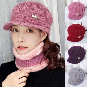 Berets Women Winter Hat Wide Brim Keep Warm Cap Soft Knitted Furry Hats For Female Casual Fur Knitting