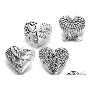 Clasps - خطافات Noosa Wings Heart Ginger Snap I Love You to the Moon and Back kunks 18mm butons diy netcleace netclace gift dhvo0