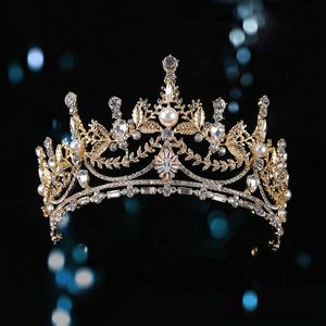 Gioielli per i capelli di nozze di lusso zircone tiara da sposa a corona a corona a corona a corona di capelli per capelli per le perle gioielleria di perle sposa HQ0804 230210