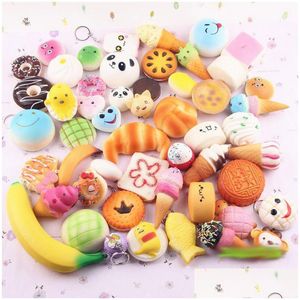 Decompression Toy Random 30Pcs/Bag Squishies Slow Rising Squishy Miniature Food Sweetmeats Ice Cream Bread Stberry Charm Phone Strap Dhvgp