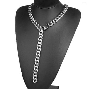 Kedjor 10/13/15/17/19mm Justerbar choker svans Hip Hop Rapper Rostfritt stål Silverfärg eller Gold Mens Cuban Curb Chain Halsband