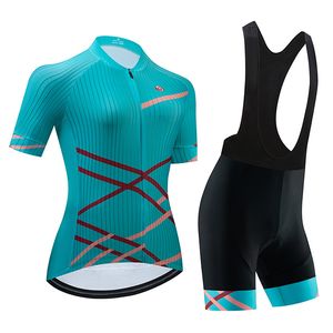 Blue Pro Women Summer Cycling Jersey Set Short Sleeve Mountain Bike Cycling Clothing Breattable Mtb Bicycle Clothes Wear Suit V8