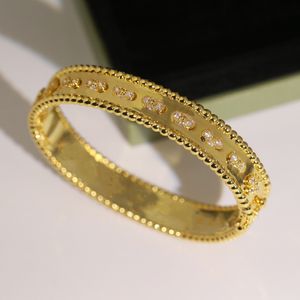 18k Gold Diamant Blumen Armreif Armbänder für Frauen Liebhaber Titan Stahl Armbänder Fashion Supply linkA