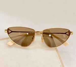 Óculos de sol de olho de gato marrom de metal dourado para homens designers de óculos de sol tons occhiali da soldado óculos de sol de designer Óculos uv400 yewear com caixa