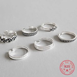 Bant Yüzükleri 2021 Trend Orijinal 925 STERLING Gümüş Retro Halkalar Kadınlar için Avrupa Düğün Moda Marka Tail Ring Mücevher Hediyesi Ayarlanabilir G230213