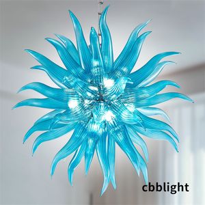 Lustre lampadario blu lampada blu sfera contemporanea a mano spazzata via lampadario illuminazione a soffitto del soffitto per il moderno corridoio di lobby hotel minimalista LR1472-2