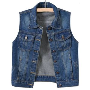 Kvinnors västar chaleecos para mujer denim koreanska mode ärmlösa jeanjackor för kvinnor väst 5xl gilet jaqueta feminina jaquetas 230215